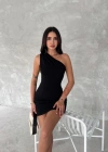 Tek Omuzlu Kolsuz ini Boy Elbise  iyah