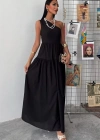 Tek Omuzlu Pile Detay Maxi Elbise 2895
