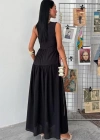 Tek Omuzlu Pile Detay Maxi Elbise 2895