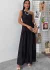 Tek Omuzlu Pile Detay Maxi Elbise 2895