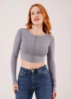 Ters Dikişli Basic Antrasit Body Bluz