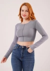 Ters Dikişli Basic Antrasit Body Bluz