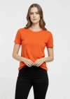 Thirt Bisiklet Yaka lim Fit ikralı Tişört Günlük Basic Body  Turuncu