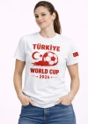 Türkiye World Cup 2026 Baskılı Tişört Futbol Temalı Forma Thirt  Beyaz