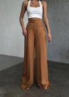 Üç Düğme Detayli Palazzo Pantolon