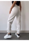 Üç İplik Basic astikli Eşofman Pantolon  Beyaz