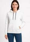 Üç İplik Kapüşonlu Kanguru Çepli weathirt Hoodie  Beyaz