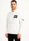 Üç İplik Kapüşonlu Ön Ve Arka Baskılı weathirt Hoodie  Beyaz