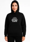 Üç İplik Kapüşonlu Ön Ve Arka Baskılı weathirt Hoodie  iyah