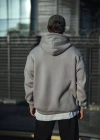 Üç İplik Penye Kapşonlu Basic weathirt  Boyalı Gri