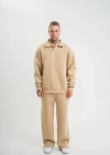 Üç İplik Uzun Kol Yakalı Eşofman Takım  Bej