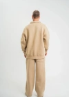Üç İplik Uzun Kol Yakalı Eşofman Takım  Bej