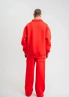 Üç İplik Uzun Kol Yakalı Eşofman Takım  Kırmızı