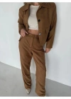 üet Ceket Palazzo Pantolon İkili Takım  Kahve