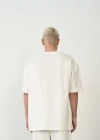Unisex Basic Bisiklet Yaka Oversize Thirt  Beyaz