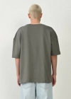 Unisex Basic Bisiklet Yaka Oversize Thirt  Füme