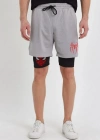 Unisex Baskılı İç Cepli porcu Alt Taytlı Şort  Gri