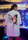 Unisex Baskılı Oversize Thirt  Beyaz