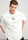 Unisex Baskılı Oversize Thirt  Beyaz