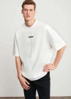 Unisex Baskılı Oversize Thirt  Beyaz
