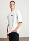 Unisex Baskılı Oversize Thirt  Beyaz