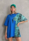 Unisex Bisiklet Yaka Baskılı Oversize TShirt  avi