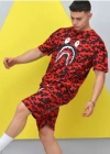 Unisex Dijital Baskılı Şortlu Takım  Kırmızı
