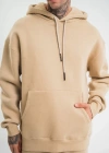Unisex Double Oversize Kapşonlu Basic weathirt  Bej