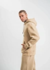 Unisex Double Oversize Kapşonlu Basic weathirt  Bej