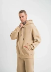 Unisex Double Oversize Kapşonlu Basic weathirt  Bej