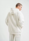 Unisex Double Oversize Kapşonlu Basic weathirt  Beyaz