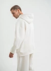 Unisex Double Oversize Kapşonlu Basic weathirt  Beyaz