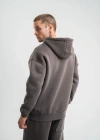 Unisex Double Oversize Kapşonlu Basic weathirt  Füme