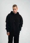 Unisex Double Oversize Kapşonlu Basic weathirt  iyah