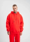 Unisex Double Oversize Kapşonlu Basic weathirt  Kırmızı