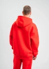 Unisex Double Oversize Kapşonlu Basic weathirt  Kırmızı