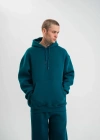 Unisex Double Oversize Kapşonlu Basic weathirt  Koyu Deniz Yeşili