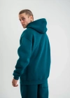 Unisex Double Oversize Kapşonlu Basic weathirt  Koyu Deniz Yeşili