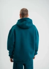 Unisex Double Oversize Kapşonlu Basic weathirt  Koyu Deniz Yeşili