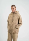 Unisex Double Oversize Kapşonlu Yıkamalı weathirt  Bej