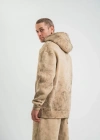 Unisex Double Oversize Kapşonlu Yıkamalı weathirt  Bej