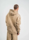 Unisex Double Oversize Kapşonlu Yıkamalı weathirt  Bej