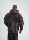 Unisex Double Oversize Kapşonlu Yıkamalı weathirt  Kahve