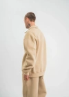 Unisex Double Oversize Patlı Yaka weathirt  Bej