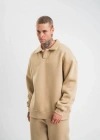 Unisex Double Oversize Patlı Yaka weathirt  Bej