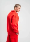 Unisex Double Oversize Patlı Yaka weathirt  Kırmızı