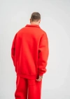 Unisex Double Oversize Patlı Yaka weathirt  Kırmızı