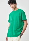 Unisex Düz Biskilet Yaka Oversize Tshirt  Yeşil