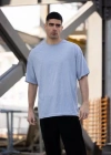 Unisex Düz Biskilet Yaka Oversize Tshirt  Gri