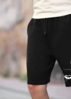 Unisex İki İplik Baskılı Oversize Şort  iyah